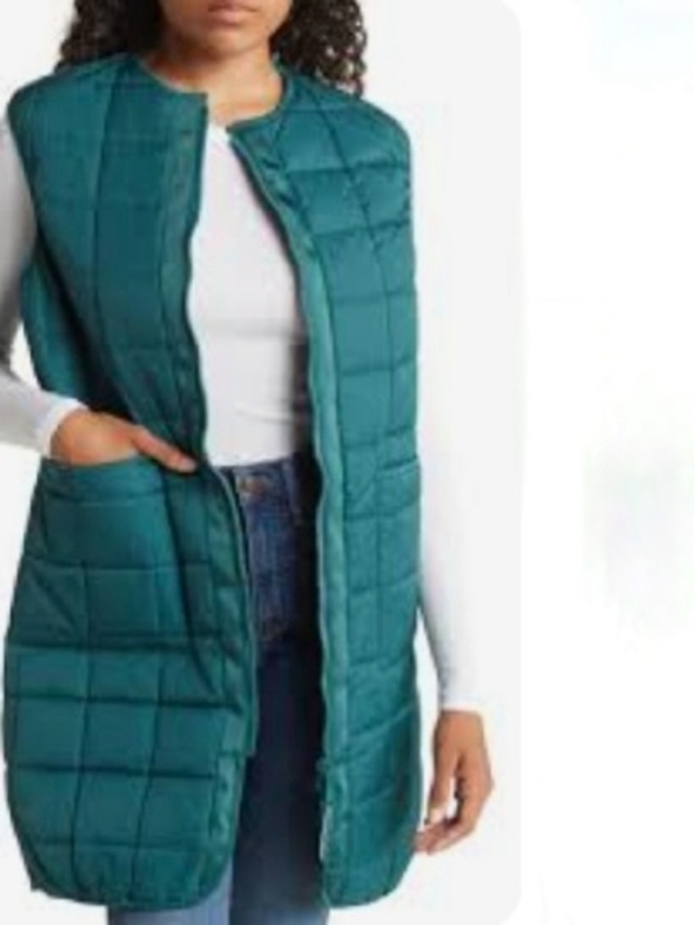 Rebecca Minkoff Sleeveless Quilted Long Vest in Teal for Women M